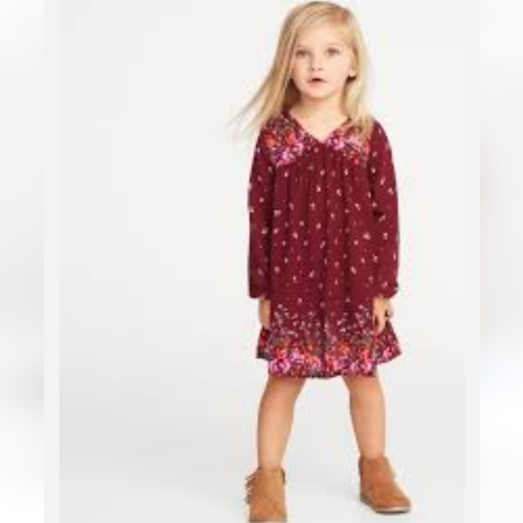 Old Navy Other - Old Navy Burgundy Floral Swing Dress 2T NWT